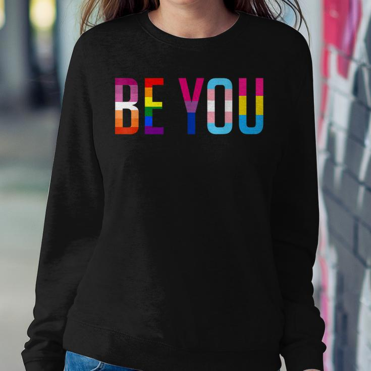 Be You Lgbt Flag Gay Pride Month Transgender Rainbow Lesbian Sweatshirt Gifts for Her