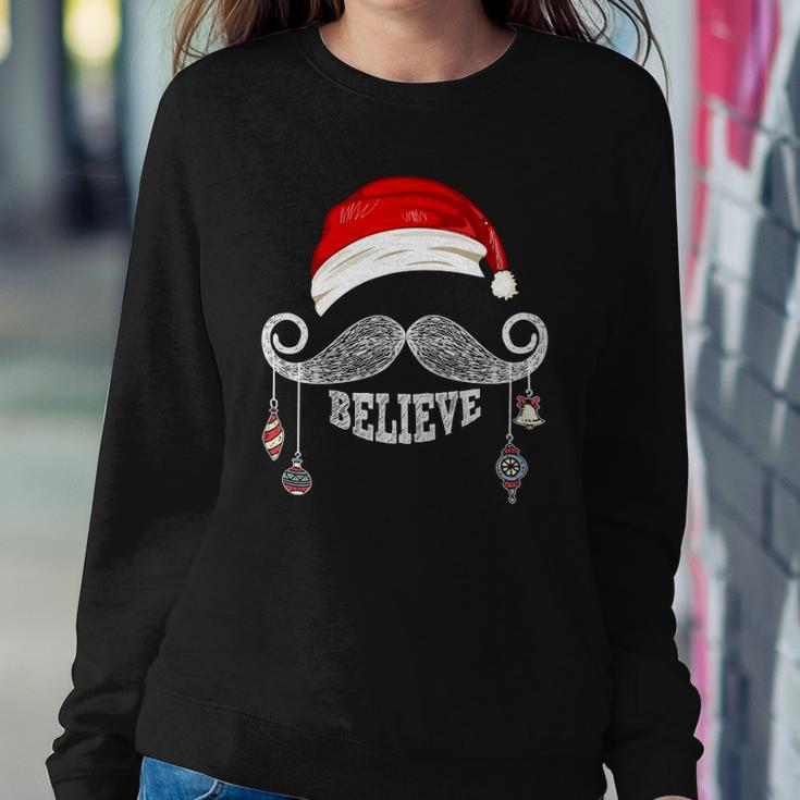 Believe Christmas Santa Mustache With Ornaments - Believe Sweatshirt Gifts for Her