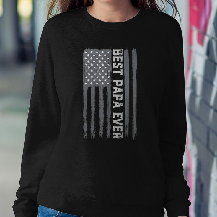 Best Papa Ever Vintage American Flag 4Th Of July Patriotic Sweatshirt Gifts for Her