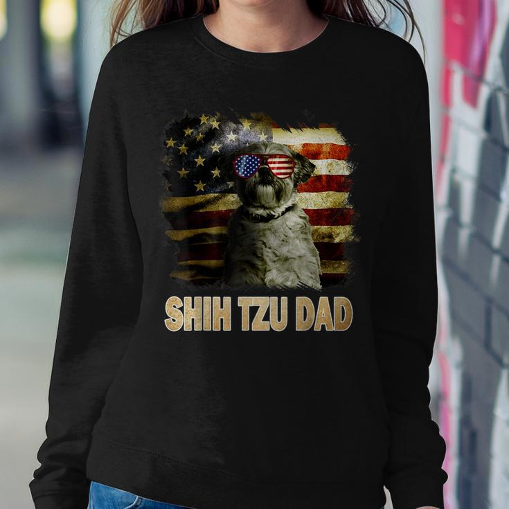 Best Shih Tzu Dad Ever American Flag 4Th Of July Dog Lover Sweatshirt Gifts for Her