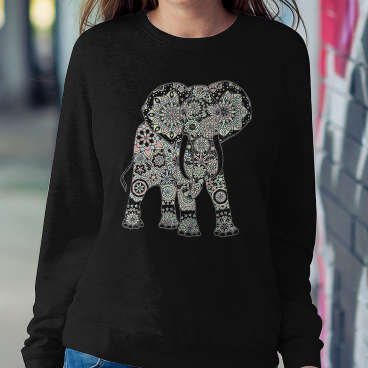 Boho Patterned Elephant Sweatshirt Gifts for Her