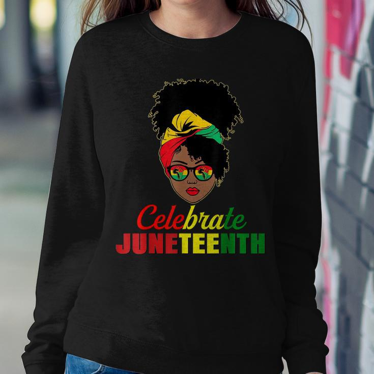 Celebrate Juneteenth Messy Bun Black Women Melanin Pride Sweatshirt Gifts for Her