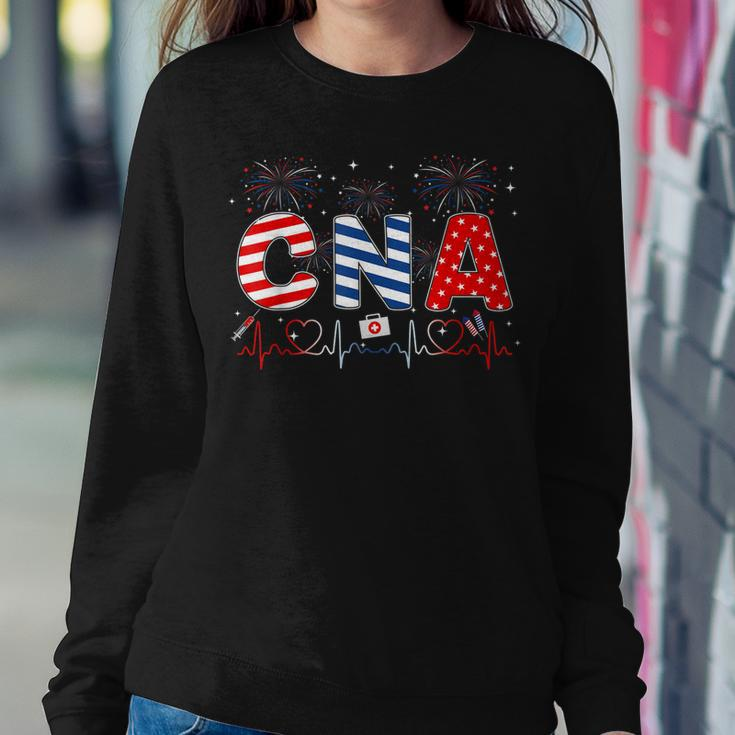 Cna 4Th Of July American Flag Patriotic Usa Stethoscope Sweatshirt Gifts for Her