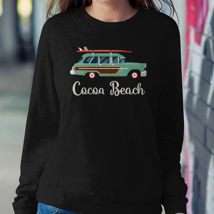 Cocoa Beach Fl Retro Surf Wagon Souvenir Graphic Sweatshirt Gifts for Her