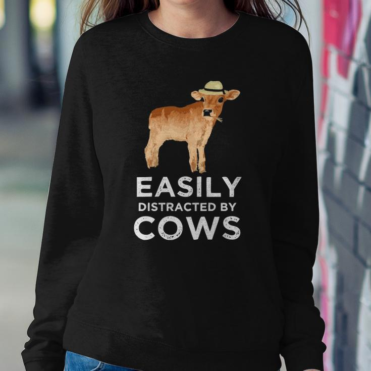 Cow Gifts For Women & Girls Cute Easily Distracted By Cows Sweatshirt Gifts for Her
