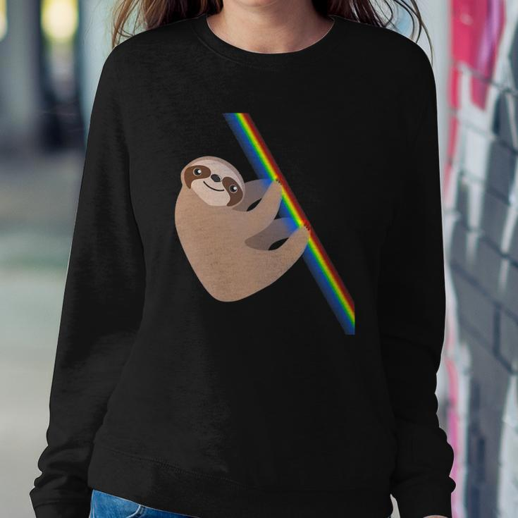 Cute Sloth Design - New Sloth Climbing A Rainbow Sweatshirt Gifts for Her