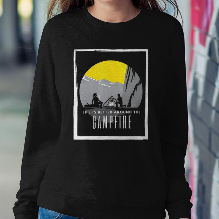 Dad And Son Outdoor Campfire On Mountain Summertime Sweatshirt Gifts for Her