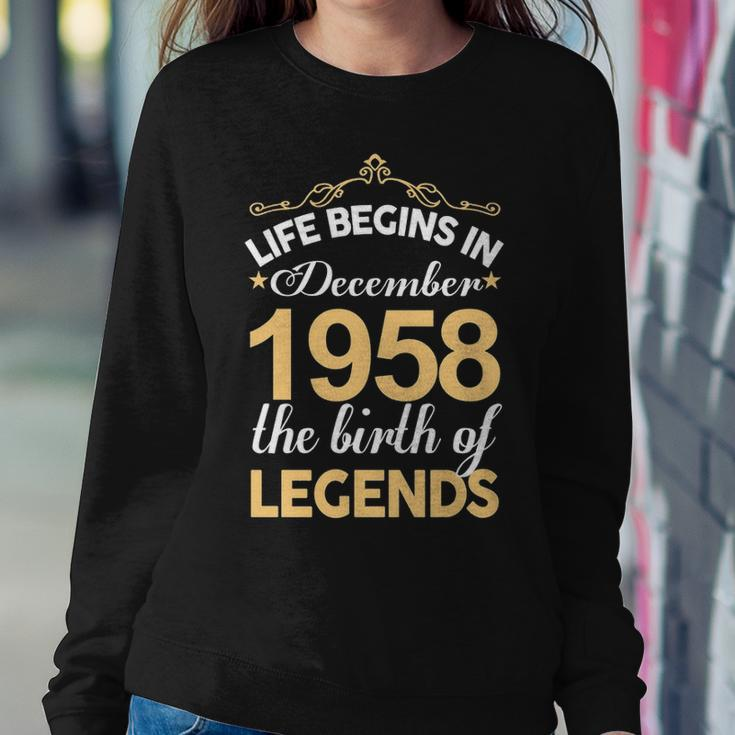 December 1958 Birthday Life Begins In December 1958 V2 Sweatshirt Gifts for Her