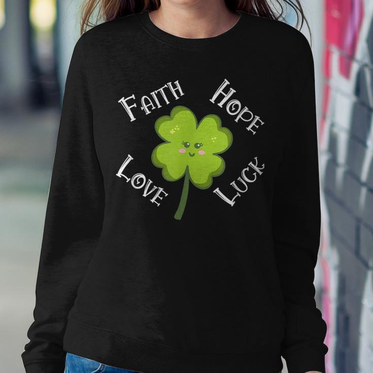 Faith Hope Love Luck 4 Leaf Clover Shamrock Sweatshirt Gifts for Her
