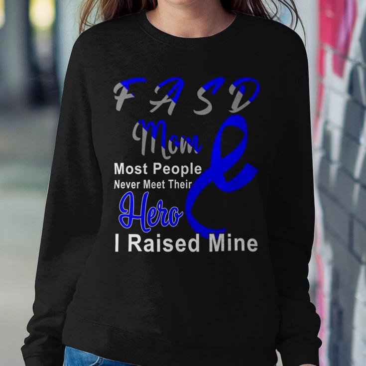 Fasd Mom Most People Never Meet Their Hero I Raised Mine Blue And Grey Ribbon Fetal Alcohol Spectrum Disorder Fetal Alcohol Spectrum Disorder Awareness Sweatshirt Gifts for Her