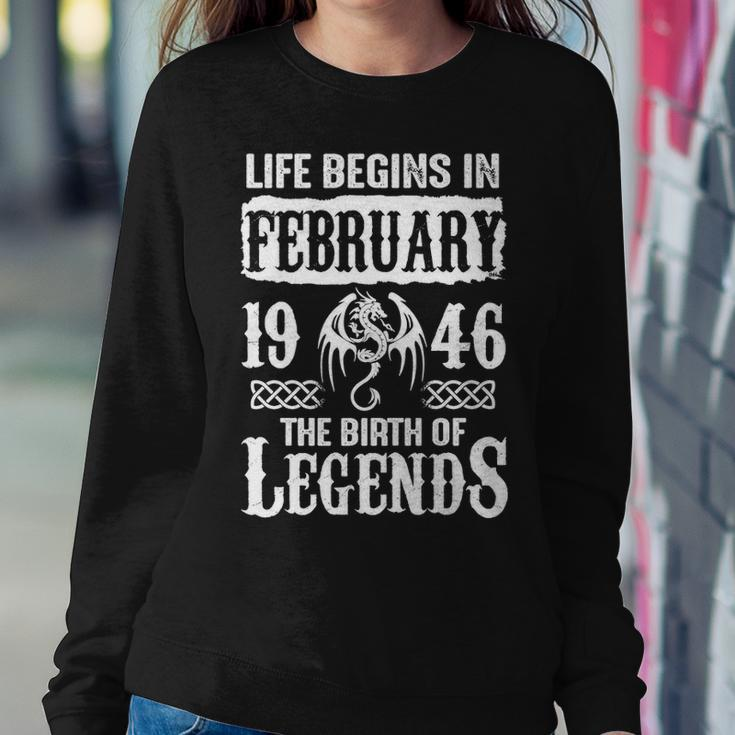 February 1946 Birthday Life Begins In February 1946 Sweatshirt Gifts for Her