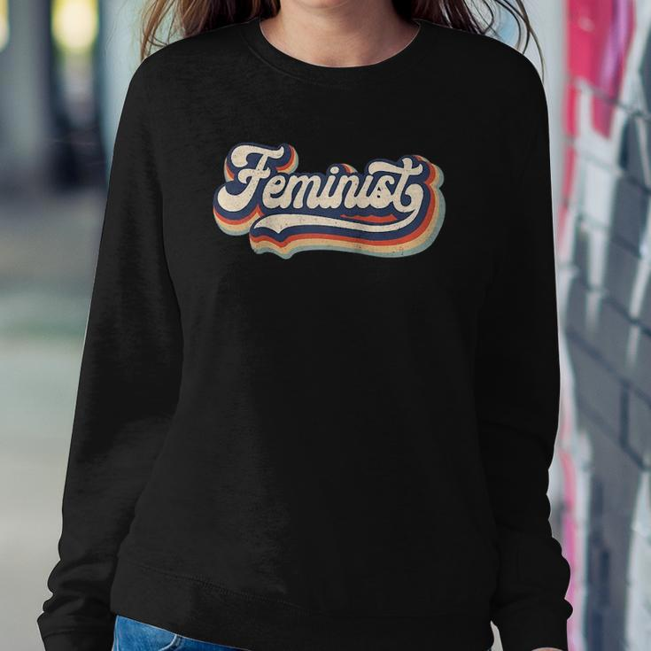 Feminist - Retro 70S Vintage Rainbow - Feminism Gift Raglan Baseball Tee Sweatshirt Gifts for Her