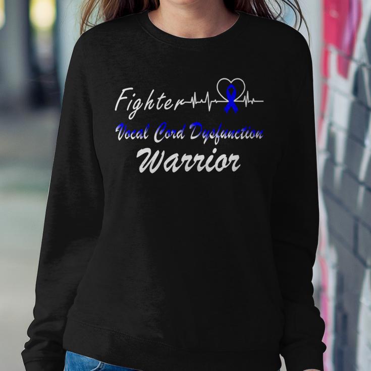 Fighter Vocal Cord Dysfunction Warrior Heartbeat Blue Ribbon Vcd Vocal Cord Dysfunction Awareness Sweatshirt Gifts for Her