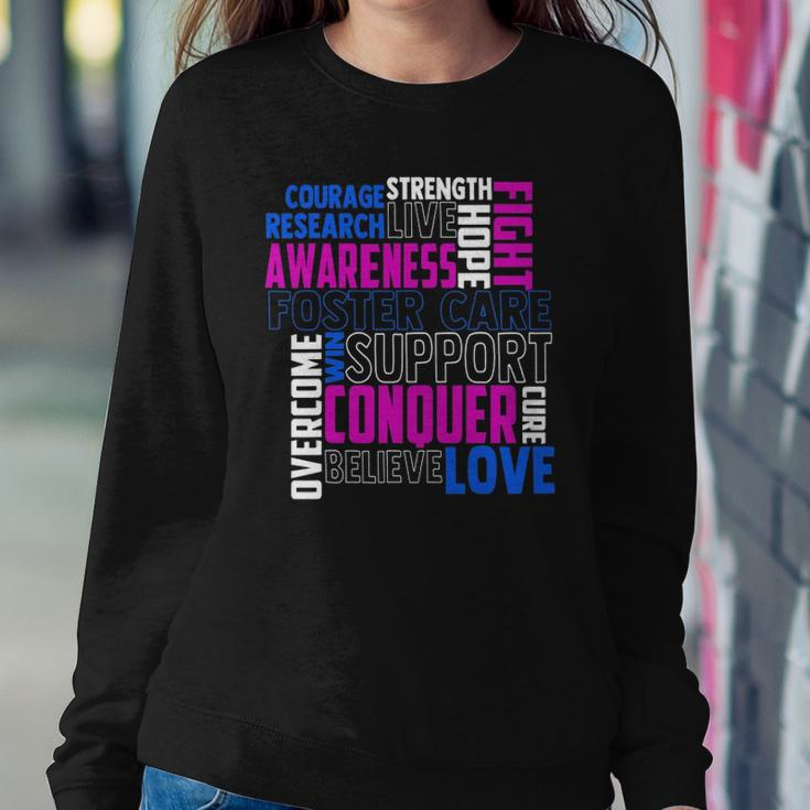 Foster Care Awareness Adoption Related Blue Ribbon Sweatshirt Gifts for Her