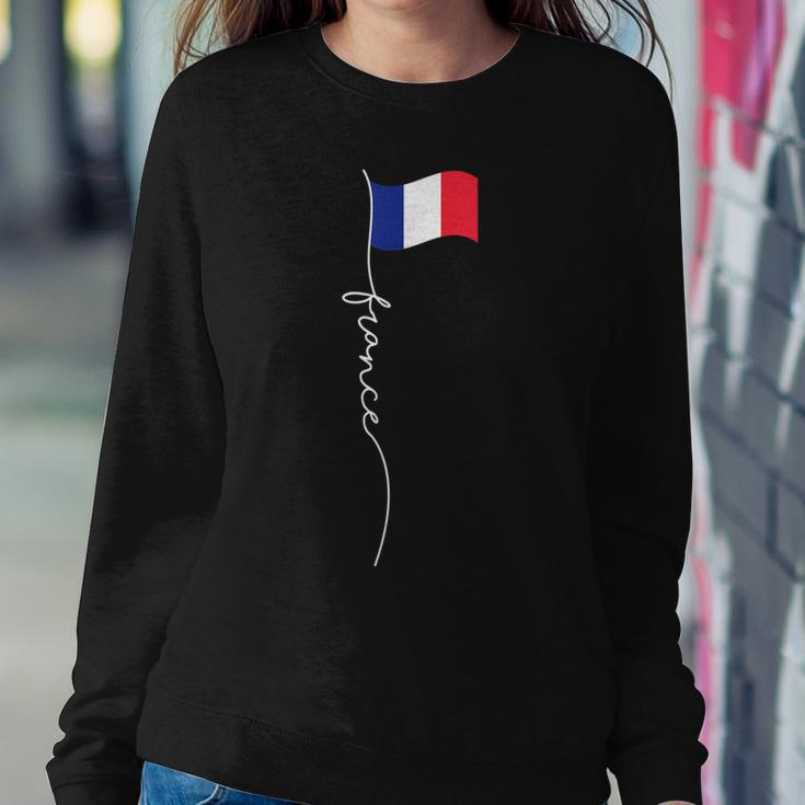 France Signature Flag Pole - Elegant Patriotic French Flag Sweatshirt Gifts for Her
