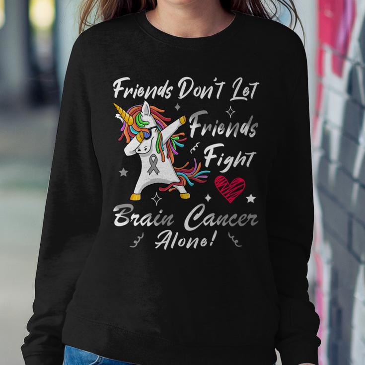 Friends Dont Let Friends Fight Brain Cancer Alone Unicorn Grey Ribbon Brain Cancer Brain Cancer Awareness V2 Sweatshirt Gifts for Her