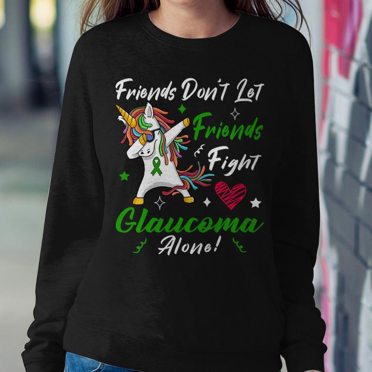 Friends Dont Let Friends Fight Glaucoma Alone Unicorn Green Ribbon Glaucoma Glaucoma Awareness Sweatshirt Gifts for Her