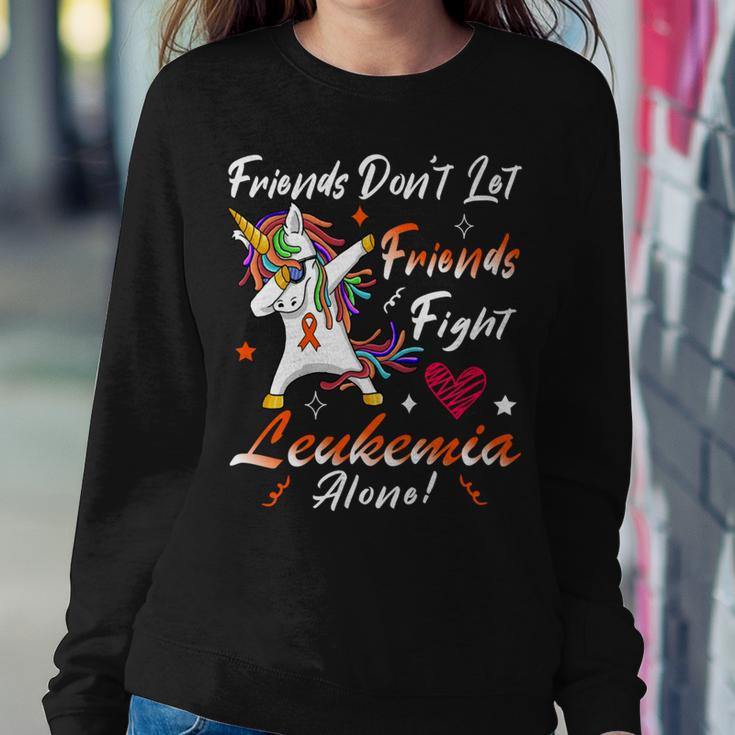 Friends Dont Let Friends Fight Leukemia Alone Unicorn Orange Ribbon Leukemia Leukemia Awareness Sweatshirt Gifts for Her