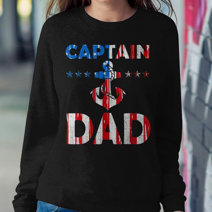 Funny Captain Dad Boat Owner American Flag 4Th Of July Sweatshirt Gifts for Her