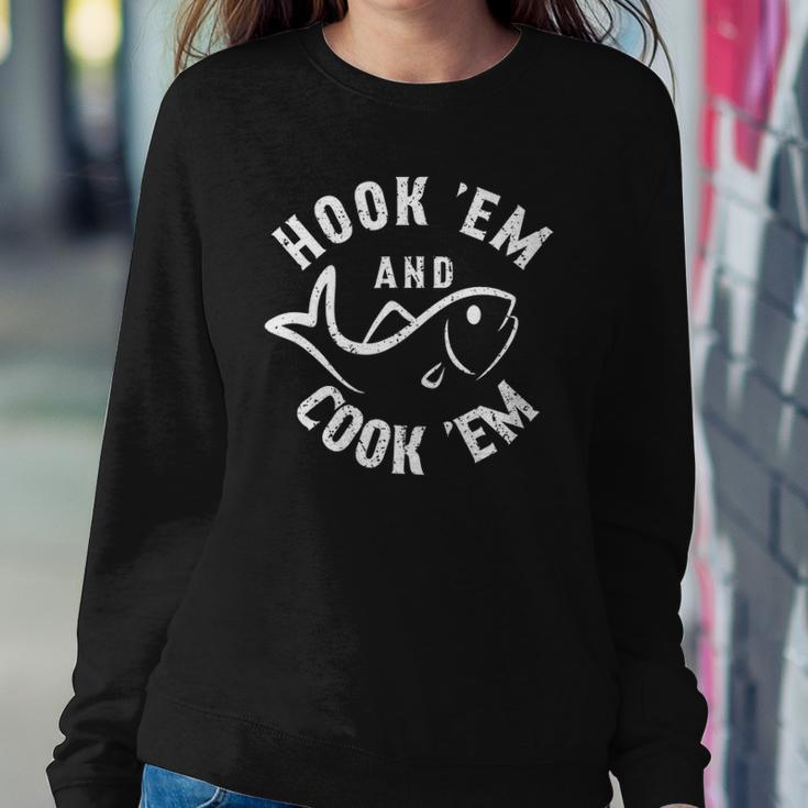 Funny Hookem And Cookem Fishing Sweatshirt Gifts for Her