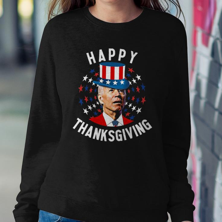 Funny Joe Biden Happy Thanksgiving For Fourth Of July Red White Blue Star Sweatshirt Gifts for Her
