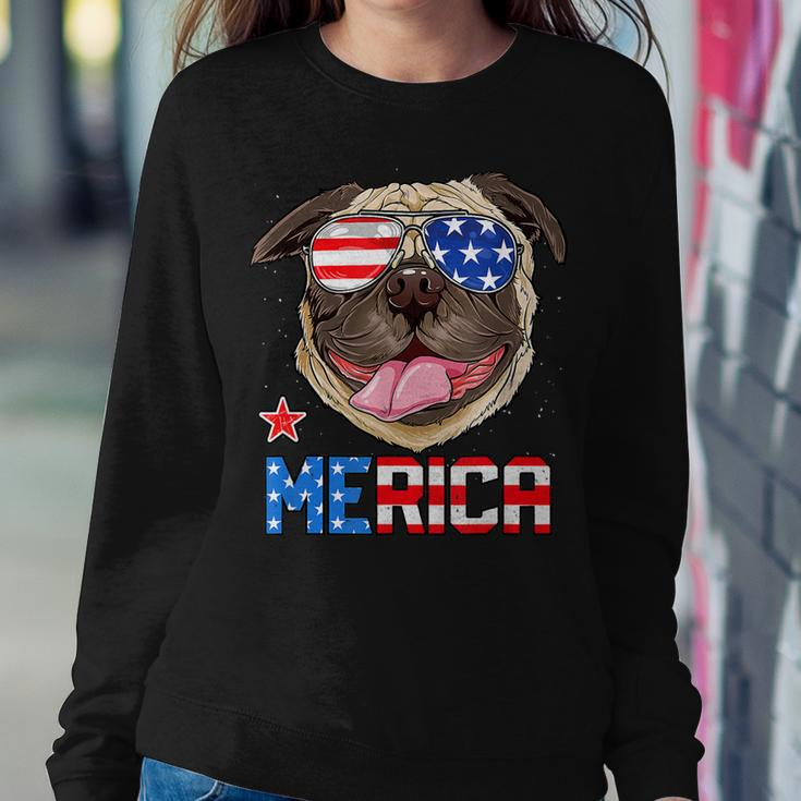 Funny Pug 4Th Of July Merica Mens Womens Kids American Flag Sweatshirt Gifts for Her