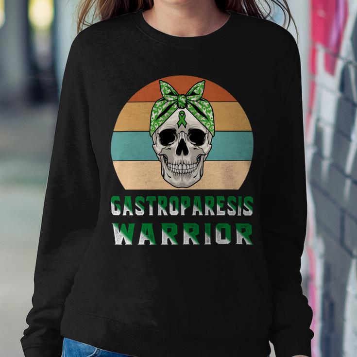 Gastroparesis Warrior Skull Women Vintage Green Ribbon Gastroparesis Gastroparesis Awareness Sweatshirt Gifts for Her