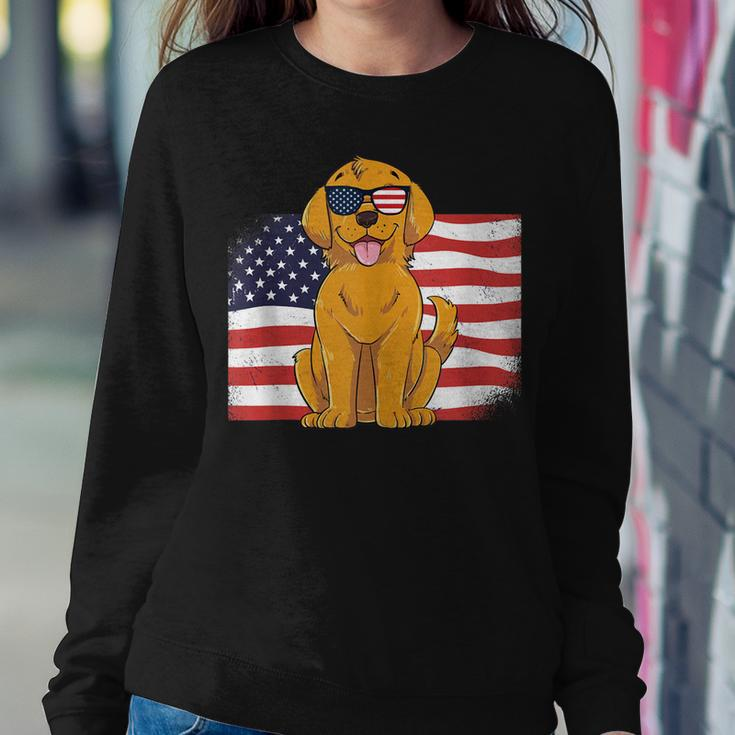 Golden Retriever Dad & Mom American Flag 4Th Of July Usa Lab Sweatshirt Gifts for Her
