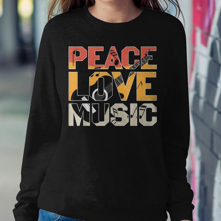 Guitar Retro Peace Love Music Band Gift Guitarist Sweatshirt Gifts for Her