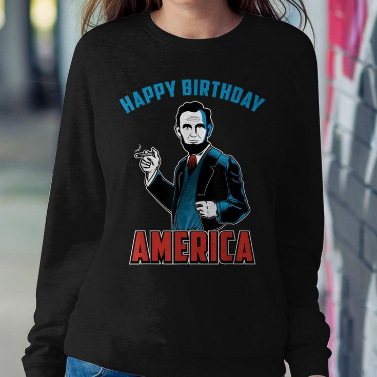 Happy Birthday America Abe Lincoln Fourth Of July Sweatshirt Gifts for Her