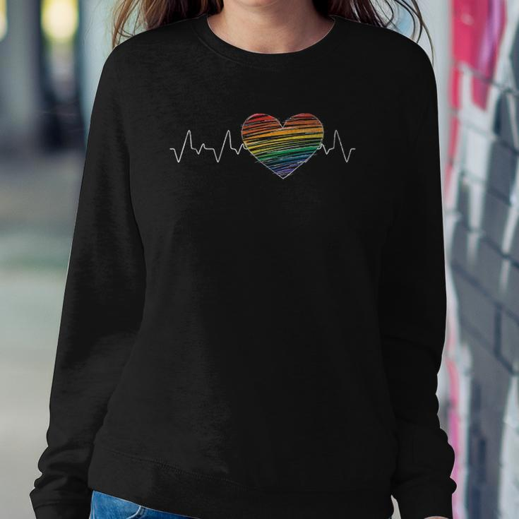 Human Rights Equality Gay Pride Month Heartbeat Lgbt Sweatshirt Gifts for Her