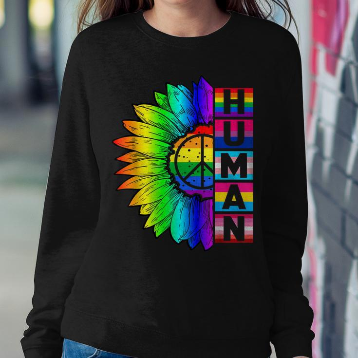 Human Sunflower Lgbt Flag Gay Pride Month Proud Lgbtq V3 Sweatshirt Gifts for Her