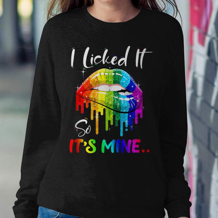 I Licked It So Its Mine Funny Lesbian Gay Pride Lgbt Flag Sweatshirt Gifts for Her