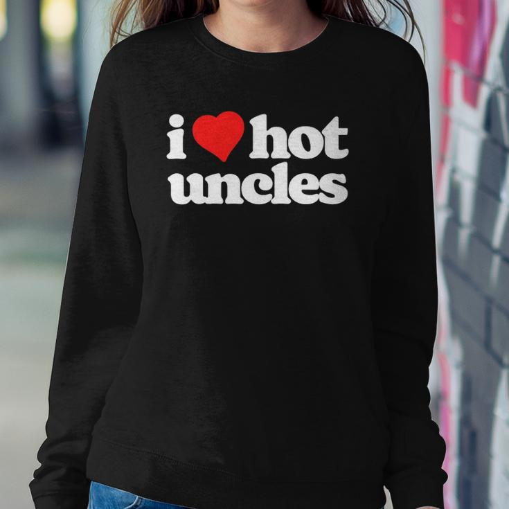 I Love Hot Uncles Funny 80S Vintage Minimalist Heart Sweatshirt Gifts for Her