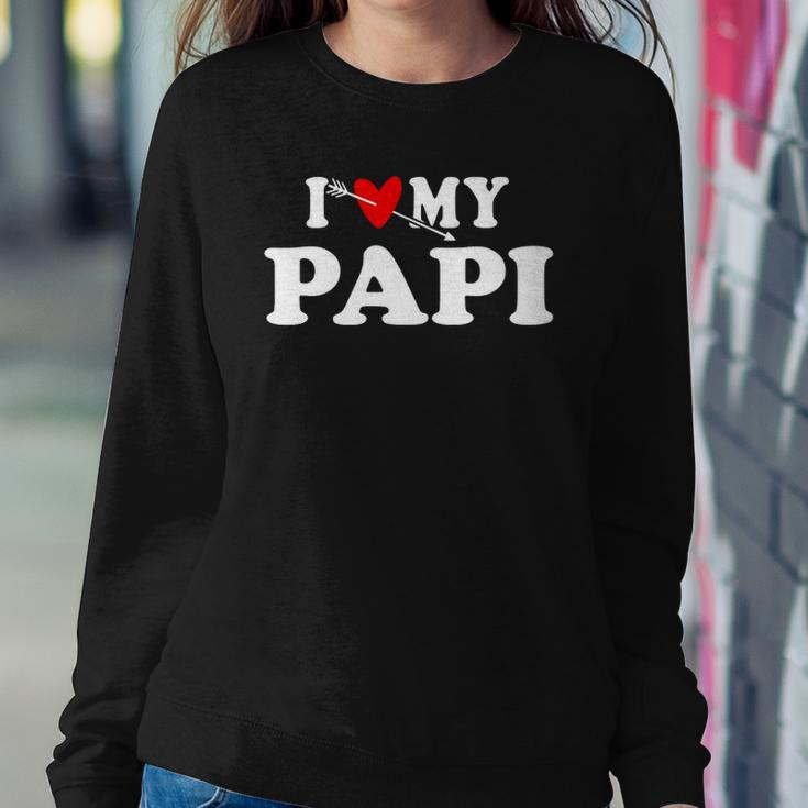 I Love My Papi With Heart Fathers Day Wear For Kids Boy Girl Sweatshirt Gifts for Her