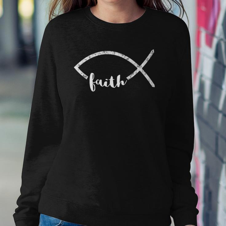 Jesus Fish Ichthy Emblem Christian Faith Symbol Ichthus Sweatshirt Gifts for Her