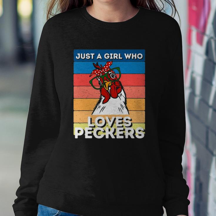 Just A Girl That Loves Peckers Funny Chicken Woman Tee Sweatshirt Gifts for Her