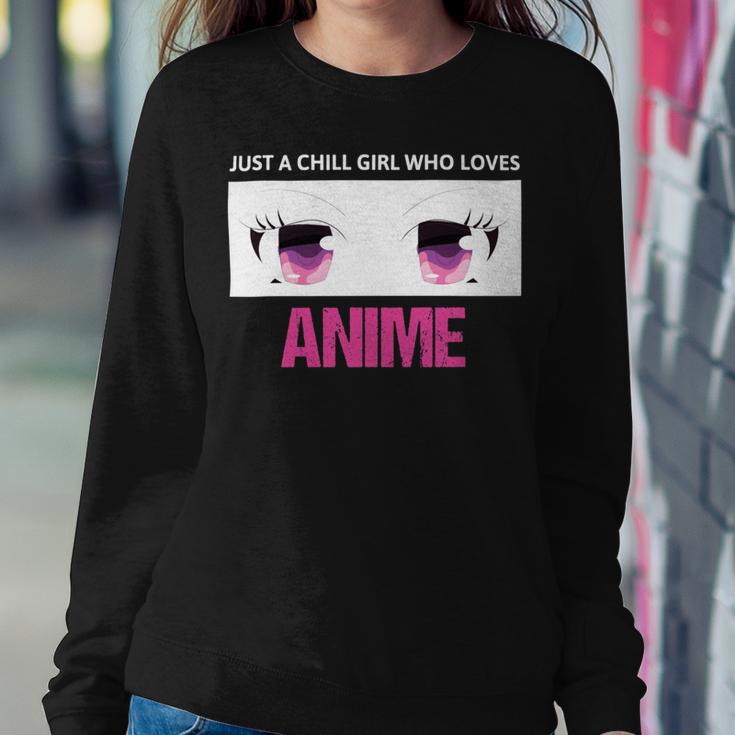 Just A Girl Who Loves Anime Chill Anime Girl Sweatshirt Gifts for Her