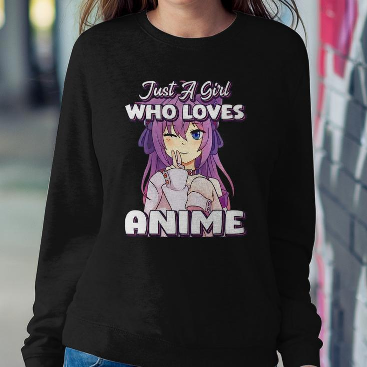 Just A Girl Who Loves Anime Peace Symbol V Fingers Fun Funny Sweatshirt Gifts for Her