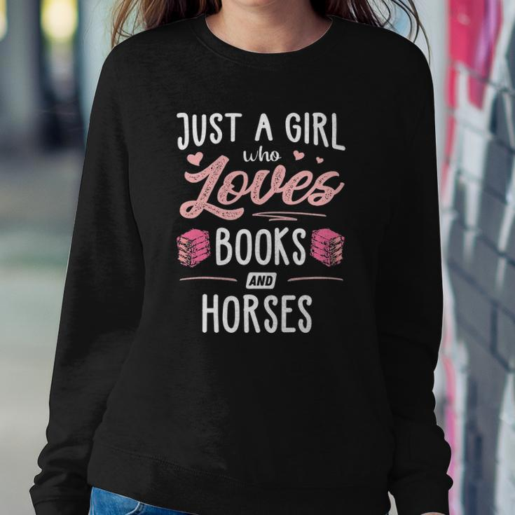 Just A Girl Who Loves Books And Horses Gift Women Sweatshirt Gifts for Her