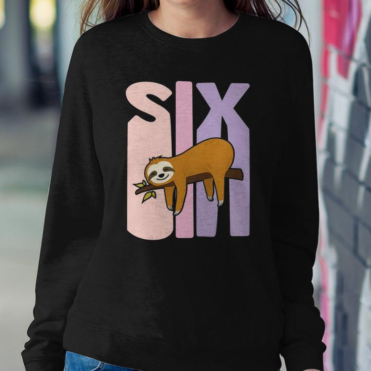 Kids 6 Years Old Cute Sloth Birthday Girl 6Th B-Day Sweatshirt Gifts for Her