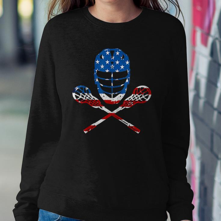 Lacrosse American Flag Lax Helmet Sticks 4Th Of July Gifts Sweatshirt Gifts for Her