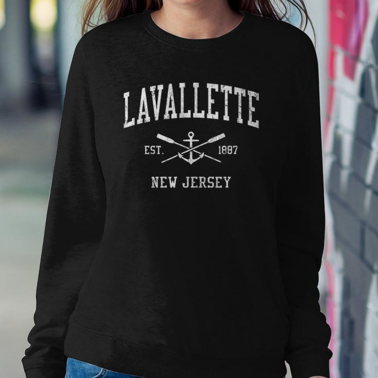 Lavallette Nj Vintage Crossed Oars & Boat Anchor Sports Sweatshirt Gifts for Her
