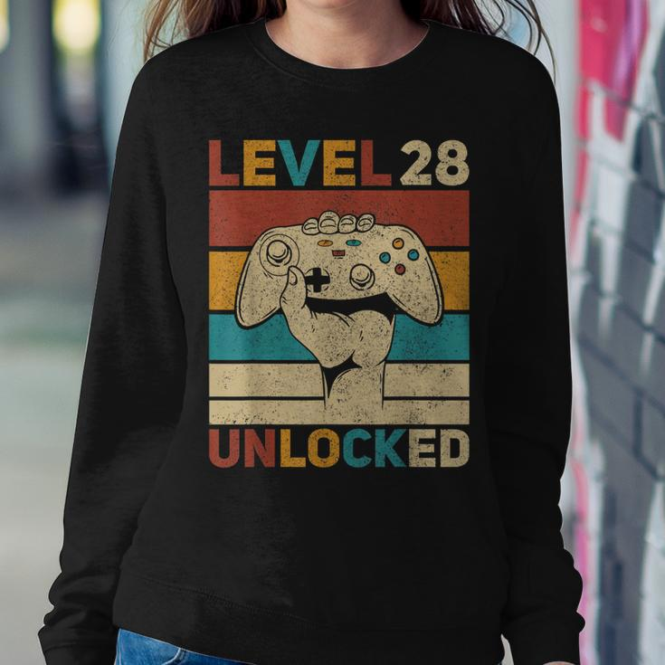 Level 28 Unlocked 28Th Birthday 28 Years Old Gamer Women Men Sweatshirt Gifts for Her