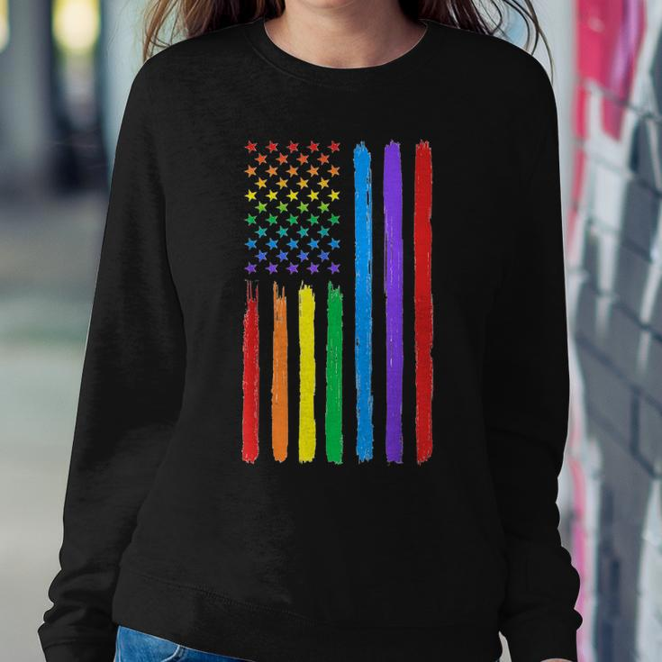 Lgbtq American Flag Pride Rainbow Gay Lesbian Bi Transgender Sweatshirt Gifts for Her