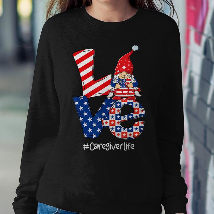Love Caregiver Life Nurse Stethoscope Patriotic 4Th Of July Sweatshirt Gifts for Her