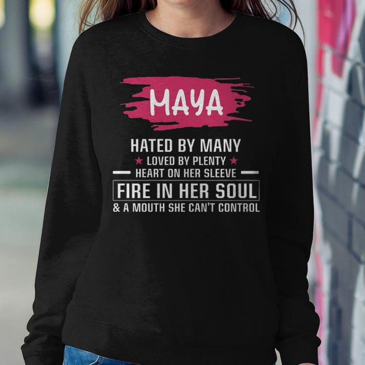 Maya Name Gift Maya Hated By Many Loved By Plenty Heart On Her Sleeve Sweatshirt Gifts for Her