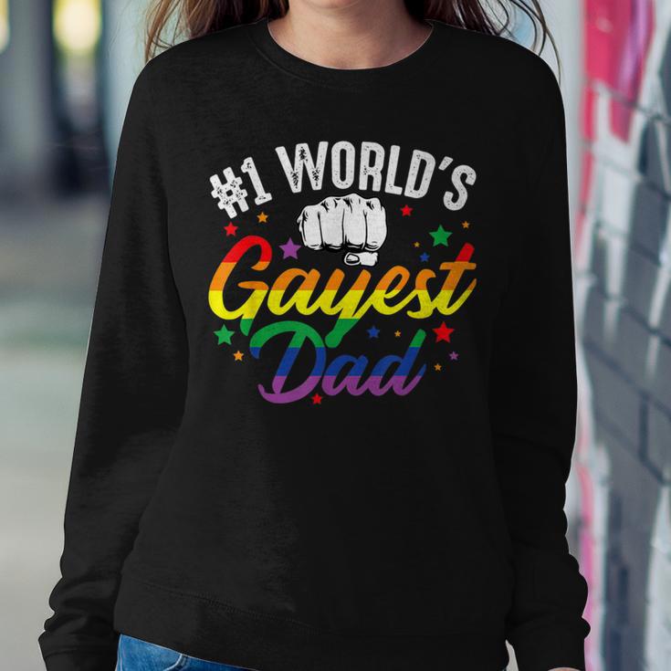 Mens 1 Worlds Gayest Dad Funny Fathers Day Lgbt Pride Rainbow 14 Shirt Sweatshirt Gifts for Her