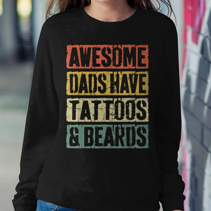 Mens Awesome Dads Have Tattoos And Beards Fathers Day V3 Sweatshirt Gifts for Her