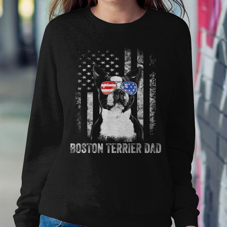 Mens Boston Terrier Dad American Flag 4Th Of July Dog Fathers Day Sweatshirt Gifts for Her